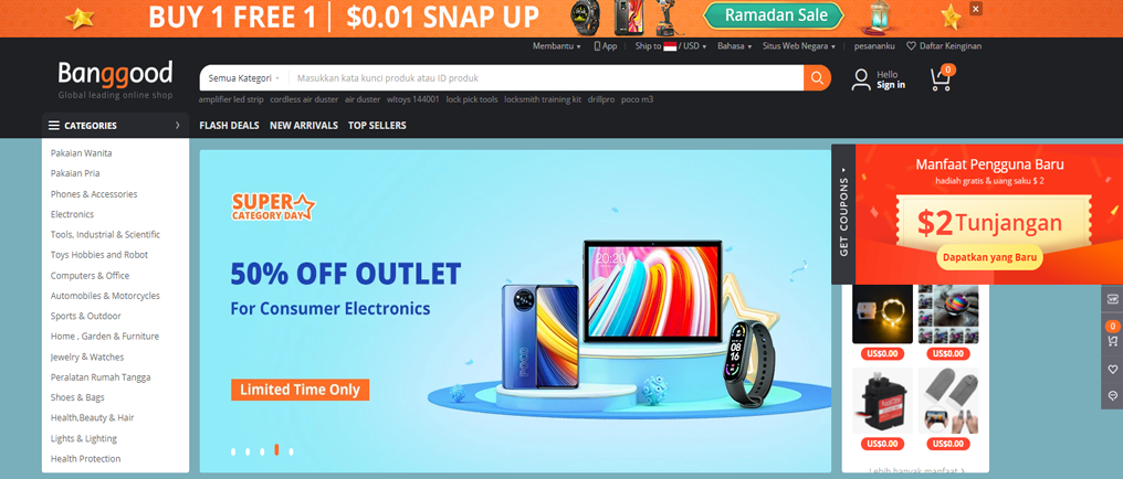 Banggood marketplace luar negeri termurah
