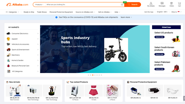 Memilih Produk di situs Alibaba