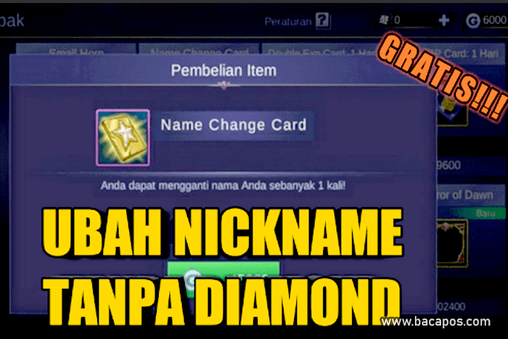 Cara mendapatkan kartu ganti nama gratis di mobile legends ML, free id card